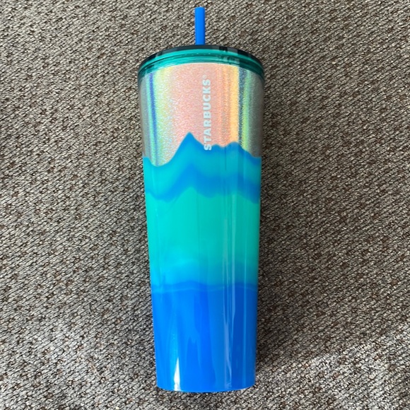 Starbucks WINTER HOLIDAY 2022 Glitter Teal Ombré Wave Venti Tumbler 24oz - Picture 1 of 3